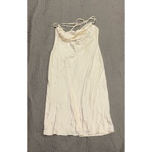 Windsor Off White Cream Satin-Like Cowl Neck Soft Dress Large New